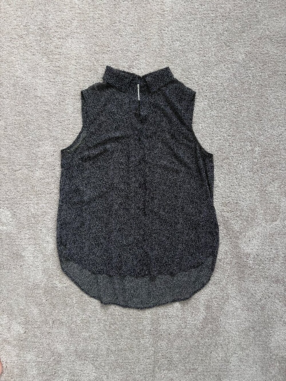 H&M Black & White Polka Dot Sleeveless Blouse Size 10 | Lightweight Sheer Button